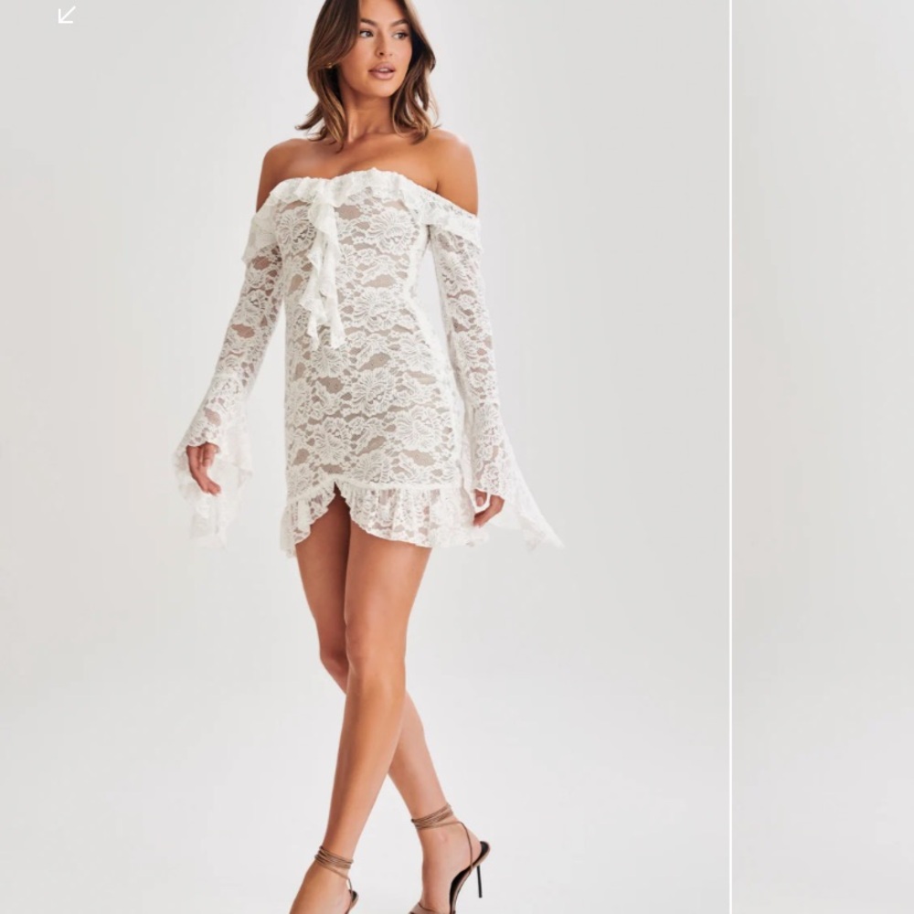 Meshki Lace Plisse Mini Dress NWT